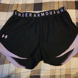 Under Armour Women's Black Shorts with Purple Trim
